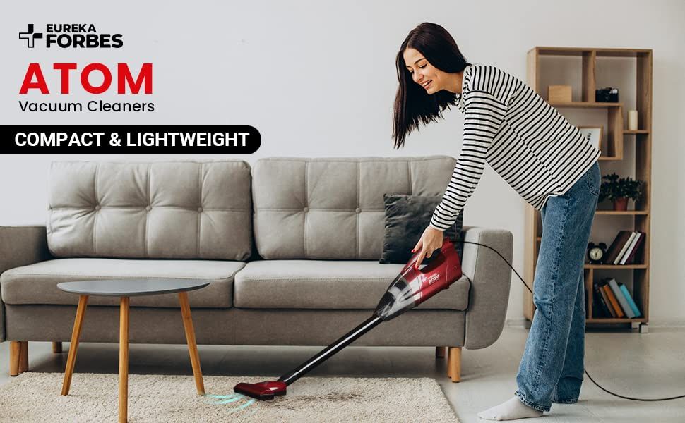 Eureka Forbes Atom Vacuum Cleaner with 15 Minutes Run Time, Bagless (Red) Vijay Sales